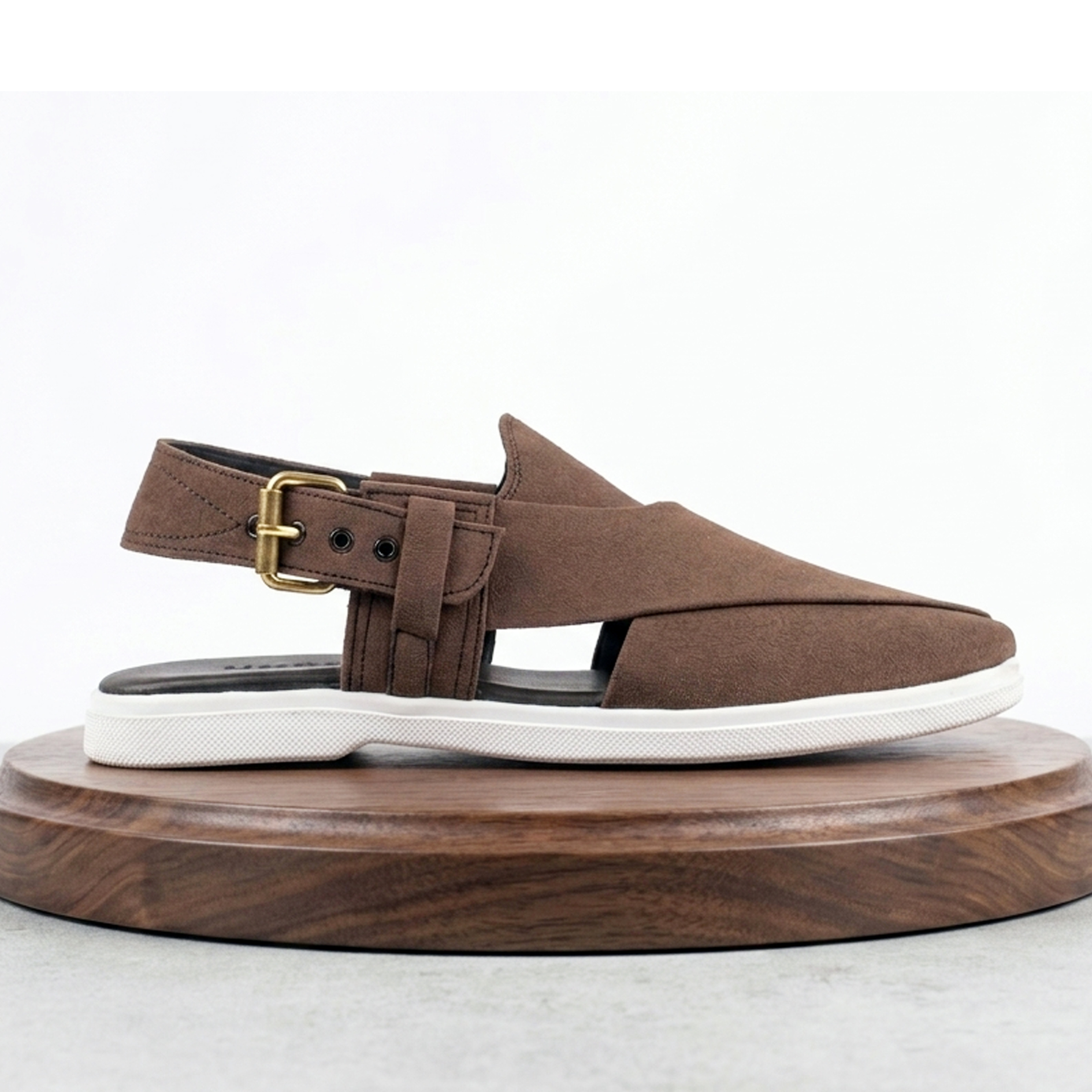 Modern Peshawari Chappal with Sneaker Sole — Black Suede