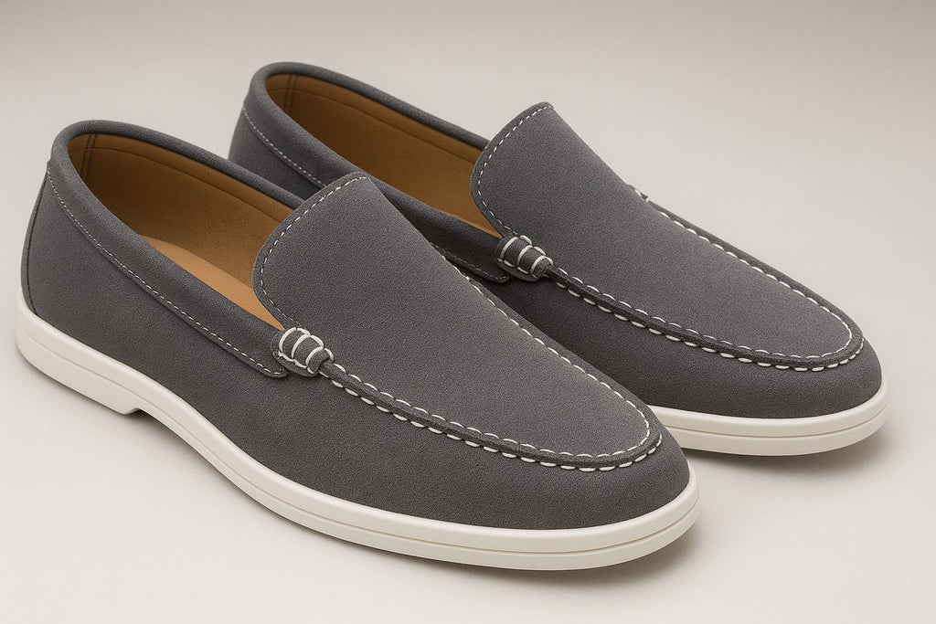 GREY- WHITE SOLE MOCCASIN