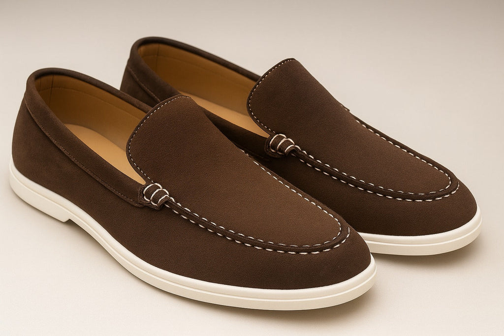 BROWN-WHITE SOLE MOCCASIN