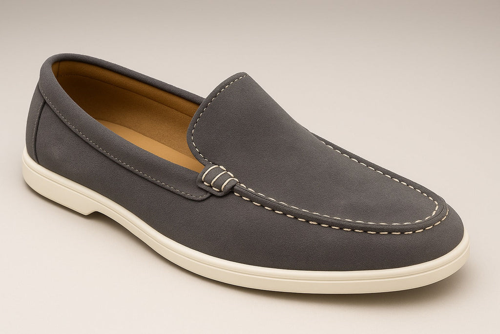 GREY- WHITE SOLE MOCCASIN