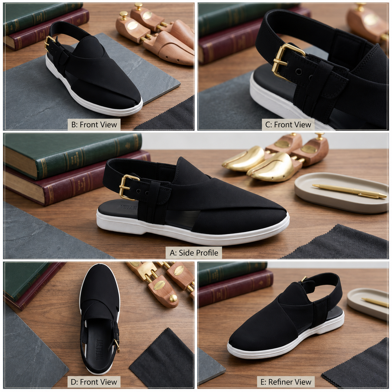 Modern Peshawari Chappal with Sneaker Sole — Black Suede
